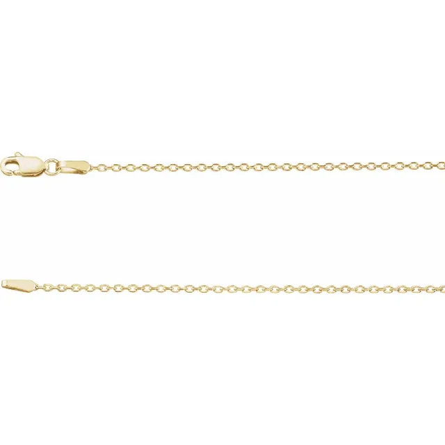 14K Yellow 1.4 mm Diamond-Cut Cable 18" Chain-