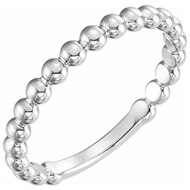 14K White 2.5 mm Stackable Bead Ring-