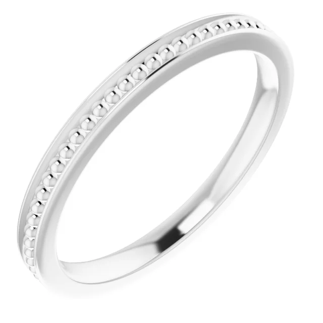 14K White Stackable Bead Ring Size 6-6.00(approximate standard size)-
