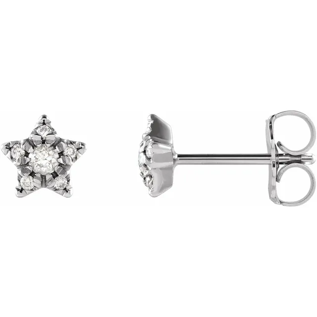 14K White 1/10 CTW Diamond Star Earrings-