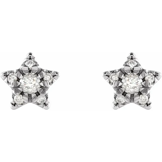 14K White 1/1 CTW Diamond Star Earrings