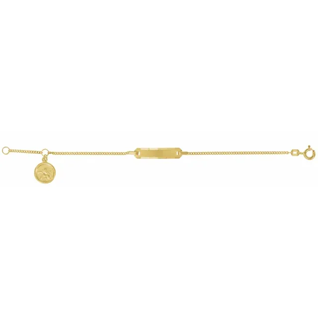 14K Yellow Youth Identification 4.5" Bracelet with Angel Charm-