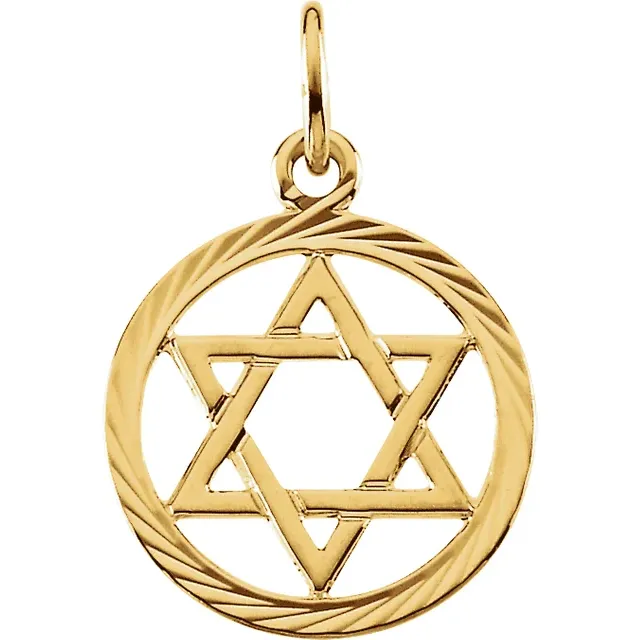 14K Yellow Star of David Pendant-