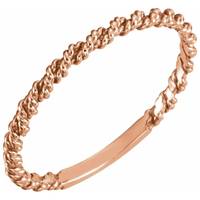 14K Rose 2 mm Twisted Rope Band-