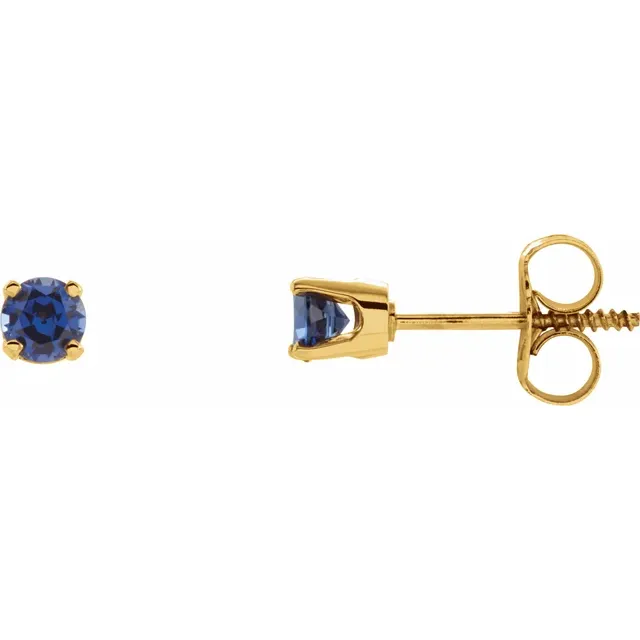 14K Yellow Lab-Grown Blue Sapphire Earrings-