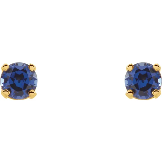 14K Yellow Lab-Grown Blue Sapphire Earrings-