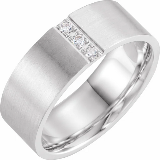 14K White 1/10 CTW Diamond Band with Satin Finish Size 4-4-