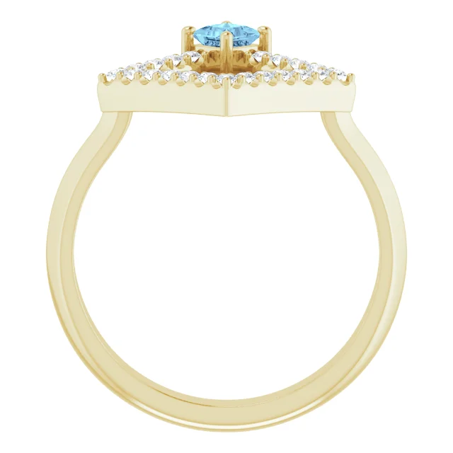 14K Yellow Aquamarine & 1/5 CTW Diamond Geometric Ring-