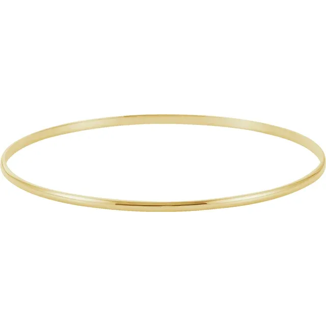 14K Yellow 2 mm Half Round Bangle 7 1/2" Bracelet-