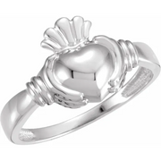 18K White Claddagh Ring Size 7
