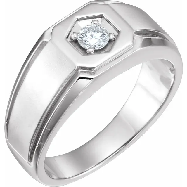 14K White 1/4 CTW Men's Diamond Ring