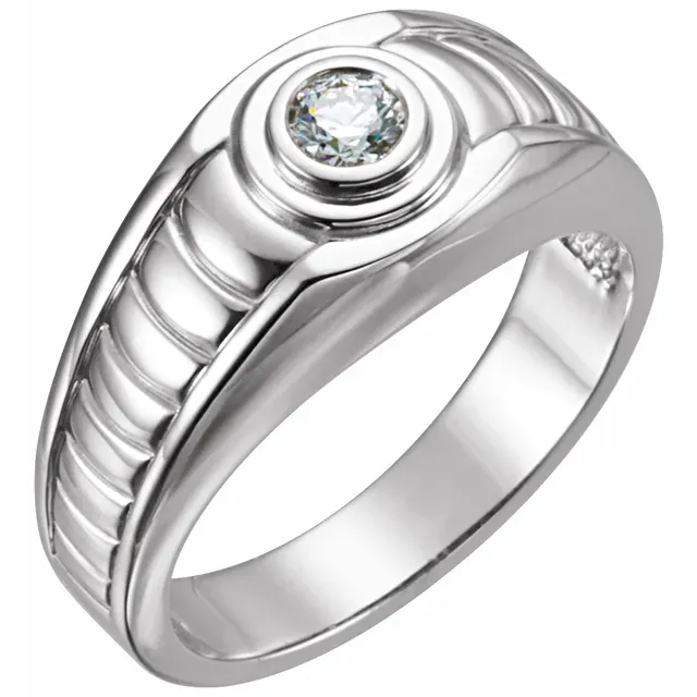 14K White 1/4 CTW Diamond Men's Ring-7.00 (approximate standard size)-