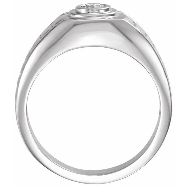 14K White 1/4 CTW Diamond Men's Ring-7.00 (approximate standard size)-