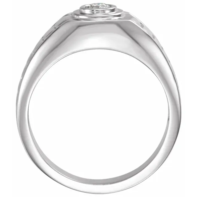 14K White 1/4 CTW Diamond Men's Ring