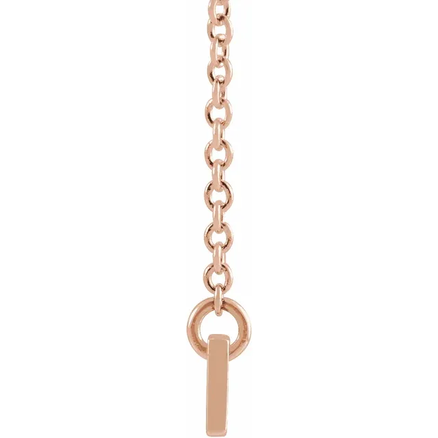 14K Rose 34x4 mm Engravable Bar 18" Necklace-