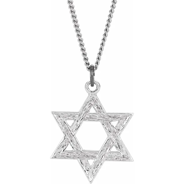 Sterling Silver 20x18 mm Star of David 18" Necklace-