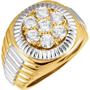 14K Yellow/White 1 3/8 CTW Diamond Cluster Ring