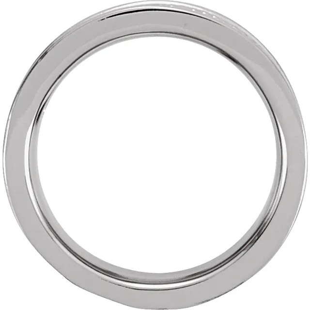 14K White 8.25 mm Leaf Design Band Size 7-7.00 (approximate standard size)-