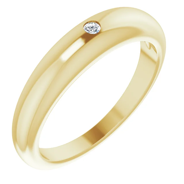 14K Yellow .03 CT Diamond Petite Dome Ring-