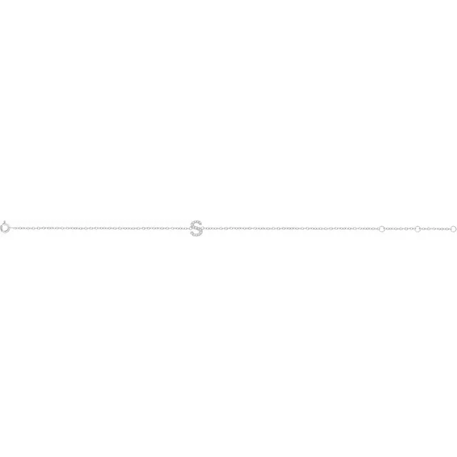 14K White .05 CTW Diamond Initial S 6-7" Bracelet-