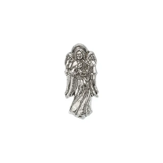 14K White 19x9 mm Angel with Harp Lapel Pin