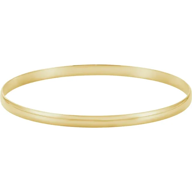 14K Yellow 6 mm Half Round Bangle 7 3/4" Bracelet-