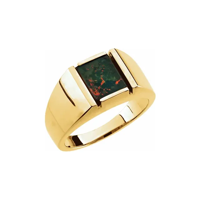 14K Yellow Bloodstone Men's Ring-