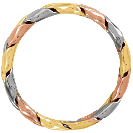 14K Tri-Color 5.5 mm Woven Band Size 12
