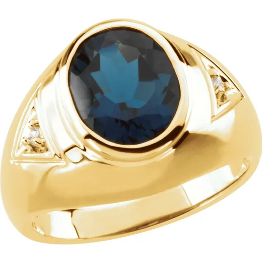 Men's London Blue Topaz & Diamond Ring