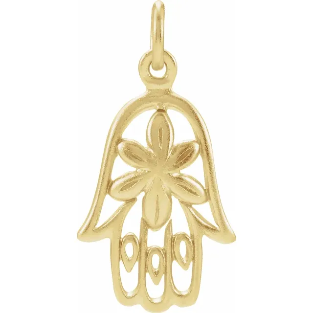 Sterling Silver Plated with 24K Gold Hamsa Charm-